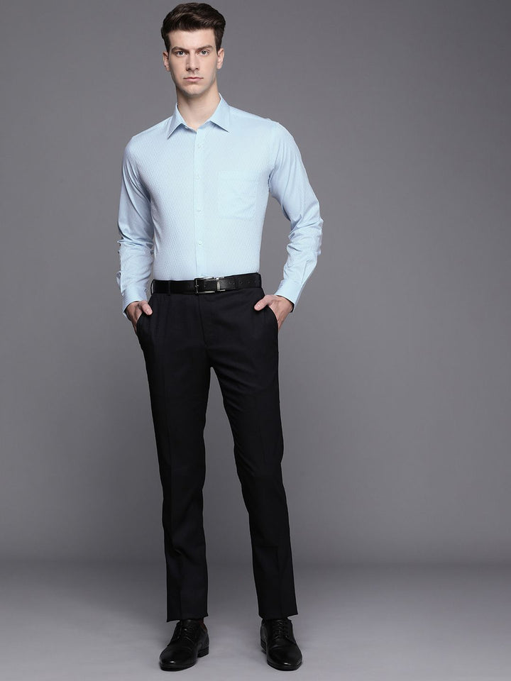 Raymond Self Design Textured Slim Fit Pure Cotton Formal Shirt