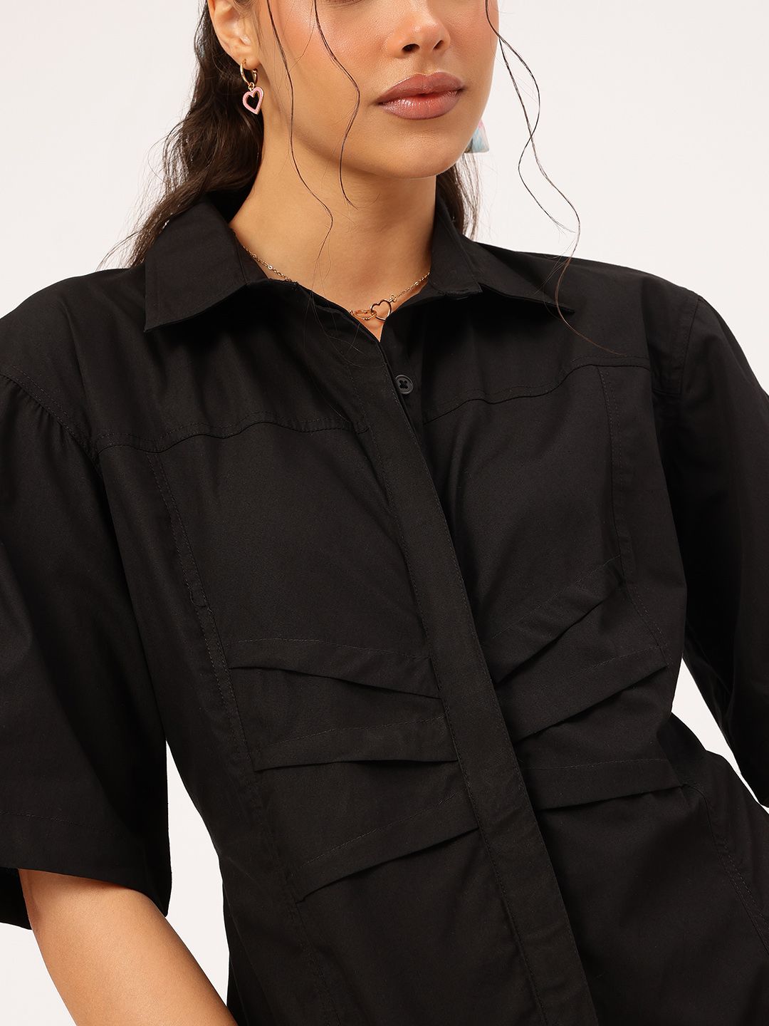 DressBerry Elegant Affair Pleated Semi-Elasticated Back Longline Shirt