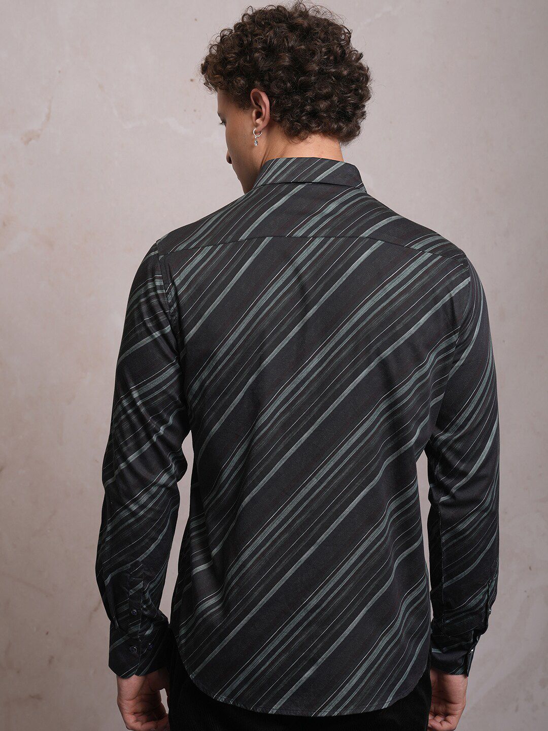 LOCOMOTIVE Luxe Slim Fit Striped Satin Party Shirt