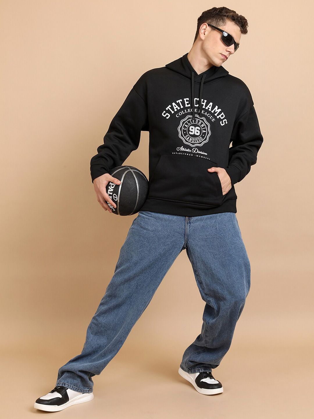 HIGHLANDER Typography Printed Hooded Oversized Sweatshirt