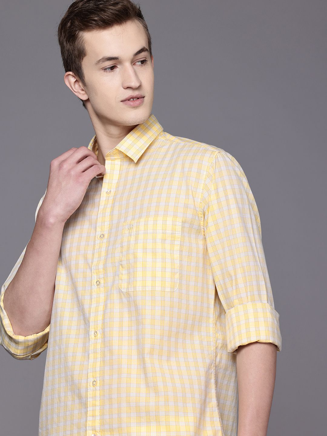 Raymond Pure Cotton Slim Fit Checked Casual Shirt