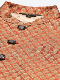 SOJANYA Men White Chikankari Pure Cotton Kurta with Churidar & Nehru Jacket