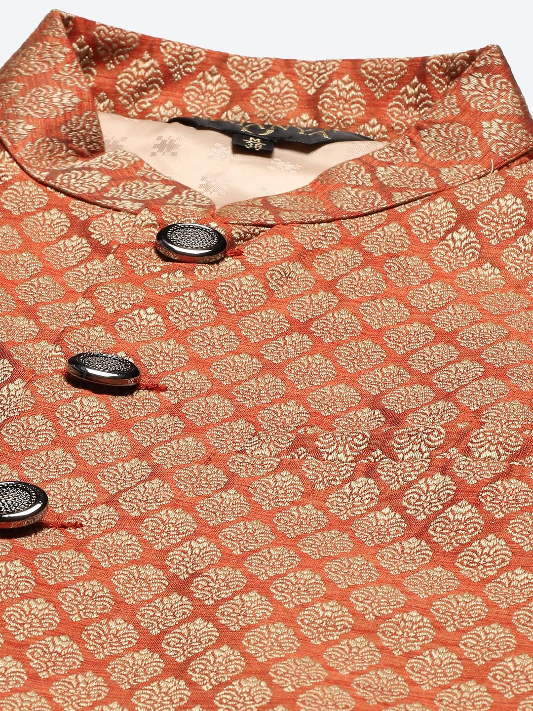 SOJANYA Men White Chikankari Pure Cotton Kurta with Churidar & Nehru Jacket