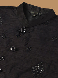 SOJANYA Geometric Embroidered Regular Pure Cotton Kurta With Churidar & Nehru Jacket