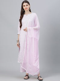 Libas Women Pink Printed Kurta with Palazzos & Dupatta