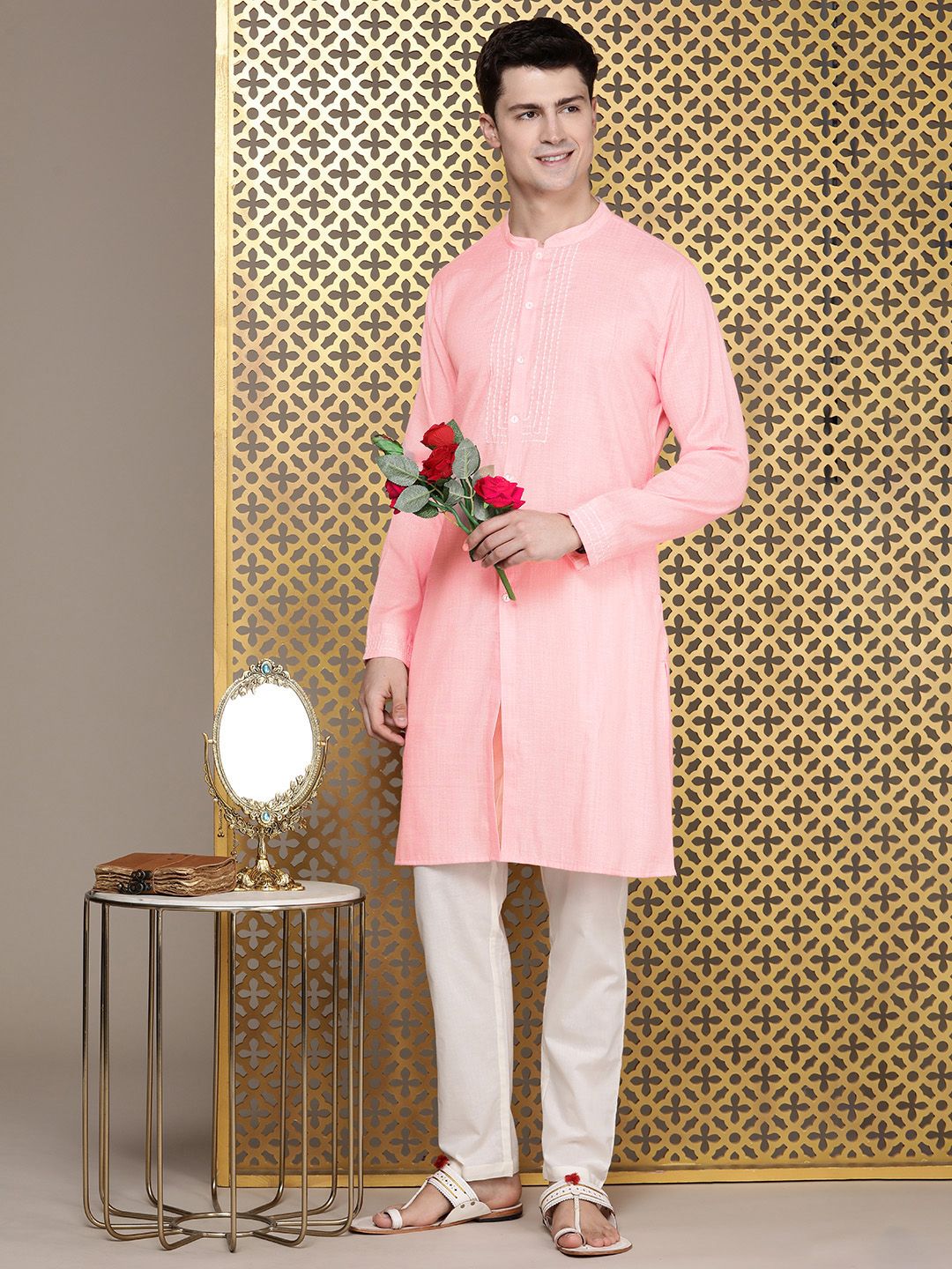 House of Pataudi Thread Work Straight Rozana Kurta
