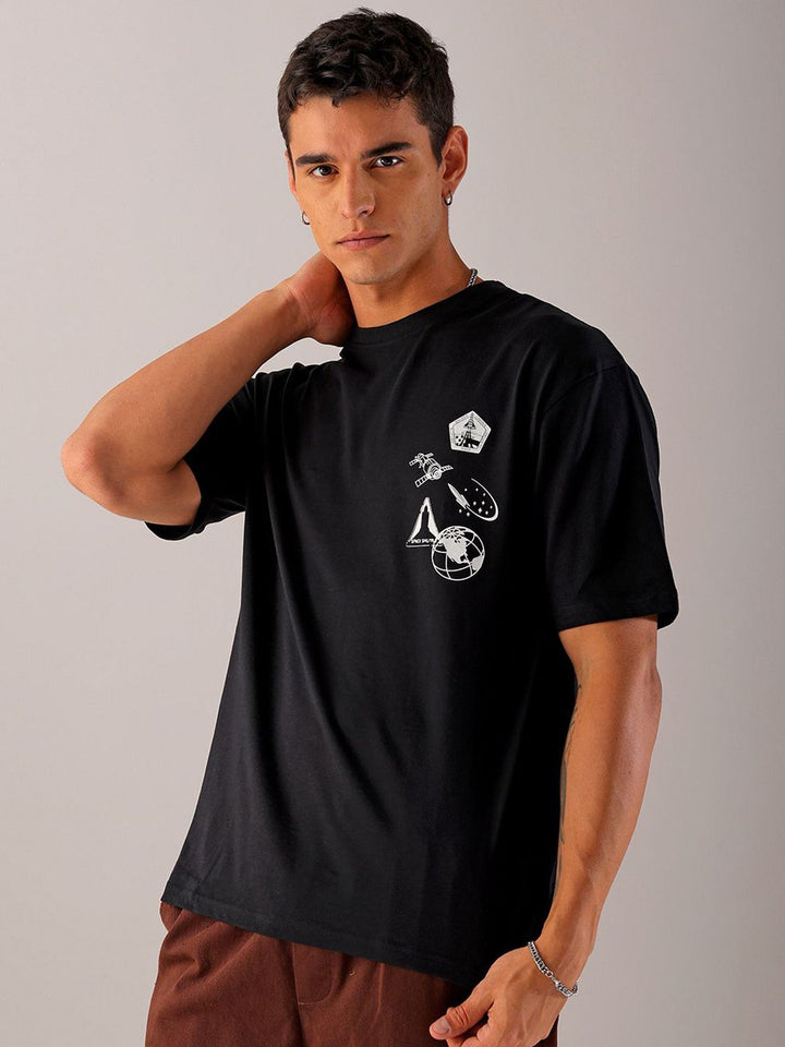 The Indian Garage Co Men Back Printed Boxy Oversized Round Neck T-shirt