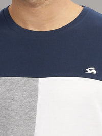 ADRO Colourblocked Regular Fit Cotton T-shirt