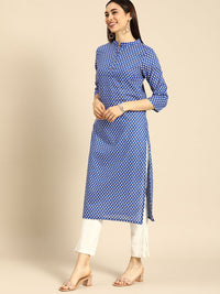 Anouk Women Blue & White Printed Kurta