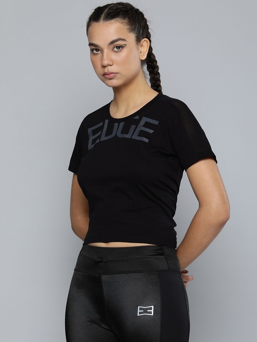 HRX By Hrithik Roshan EDGE Women Rapid-Dry Textured Oversized  Oversized T-shirt