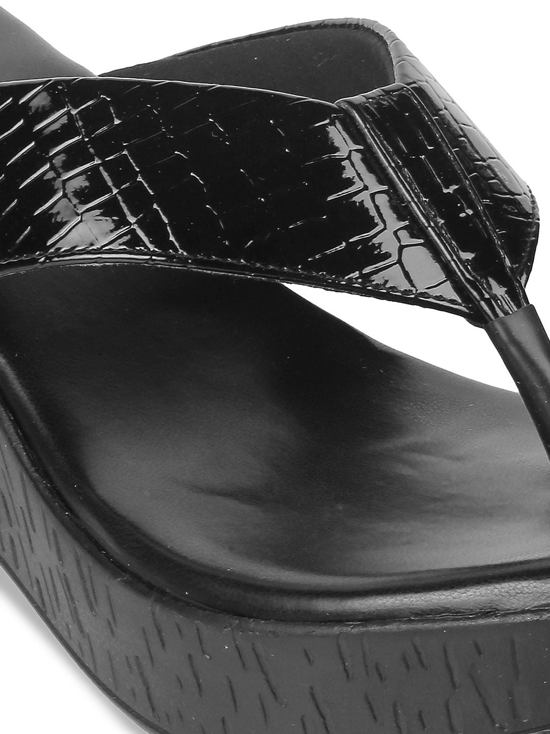 Metro Black Textured Wedge Heels