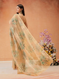 Silk Land Digital Print Floral Tissue Muga Silk Saree