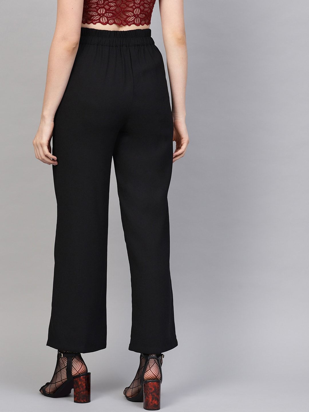 SASSAFRAS Women Black Parallel Trousers