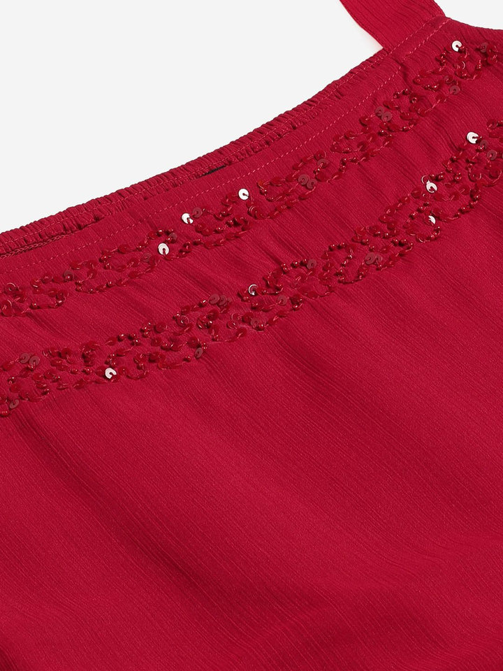 Antheaa Magenta Tiered Maxi Dress