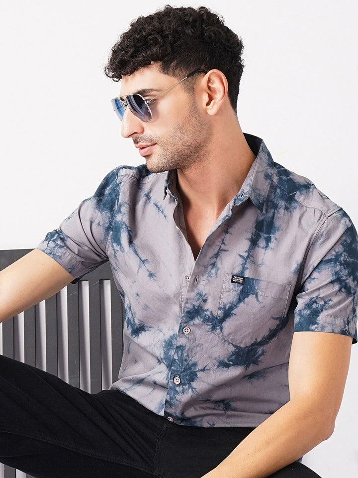 The Indian Garage Co Men Regular Fit Overdyed Resortwear Shirt