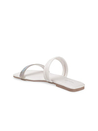 Mochi Embellished Open Toe Flats