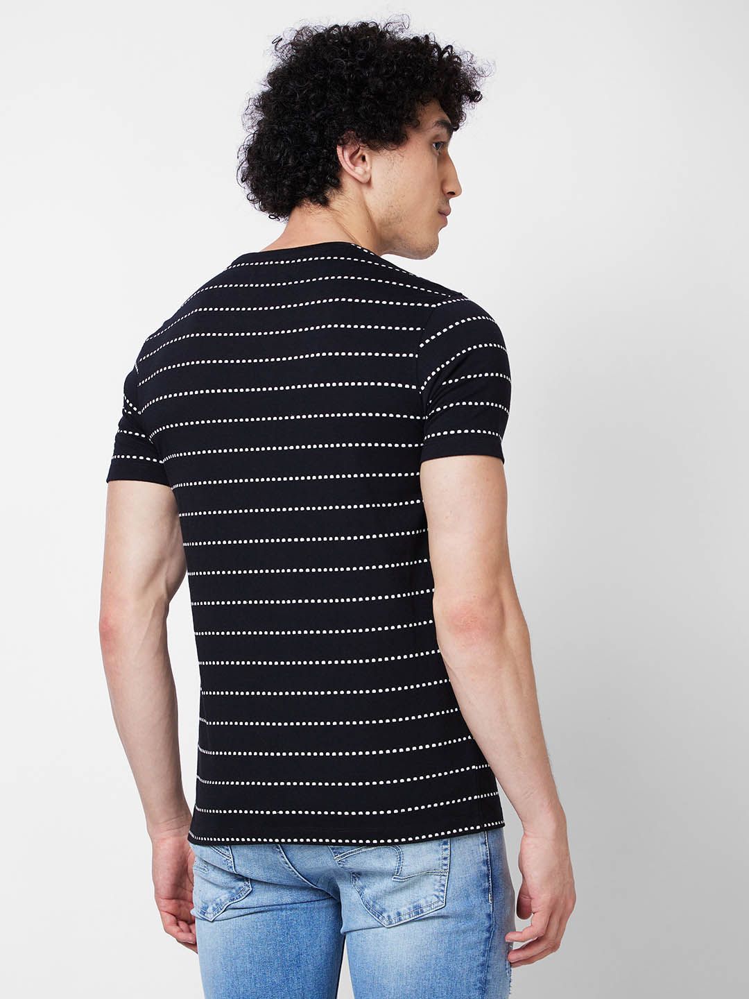 SPYKAR Striped Round Neck Slim Fit T-shirt