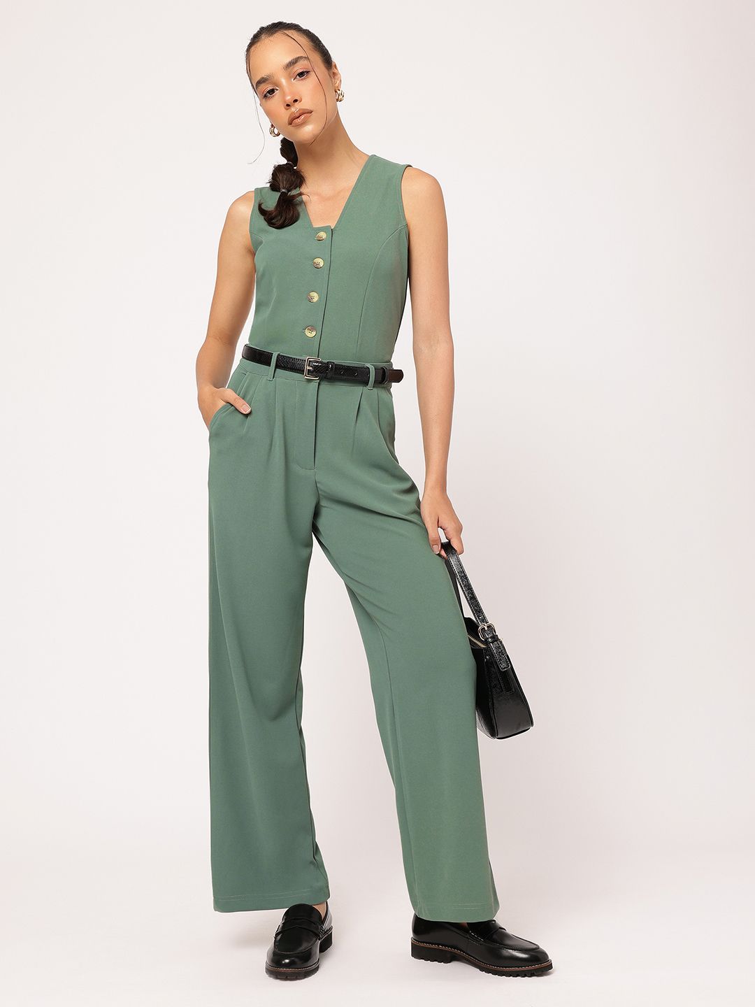 DressBerry Women Sleek Street Pleated Parallel Trousers