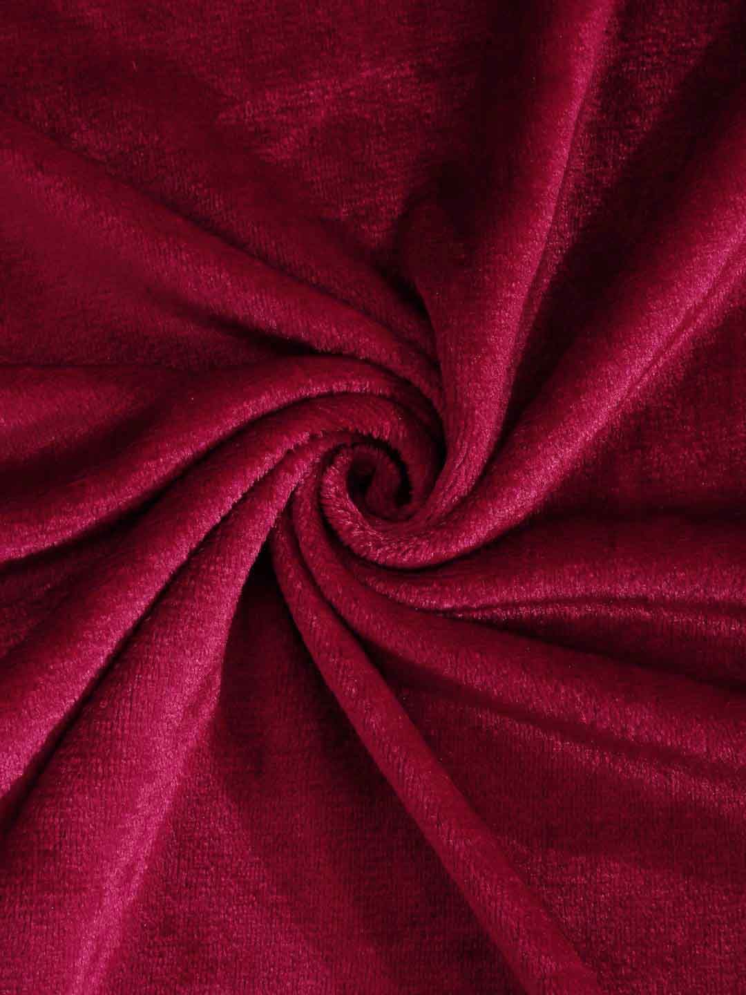 KLOTTHE Red Solid Fitted 300 TC Woolen Single Bedsheet with 1 Pillow Cover