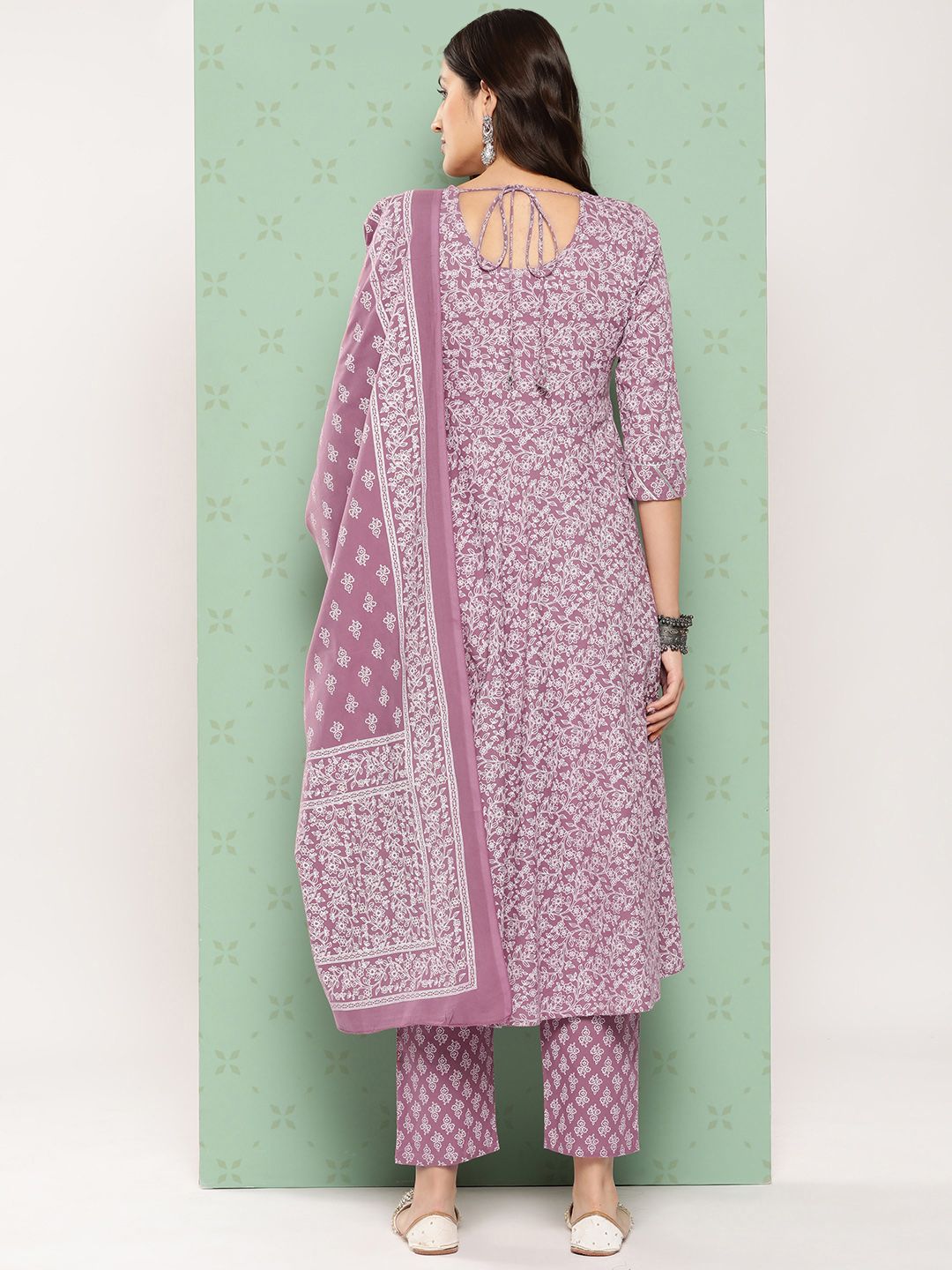 KALINI Women Ethnic Motifs Printed Empire Gotta Patti Kurta with Trousers & With Dupatta