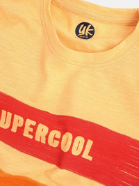 YK Boys Yellow  Red Striped Detail Round Neck Pure Cotton T-shirt