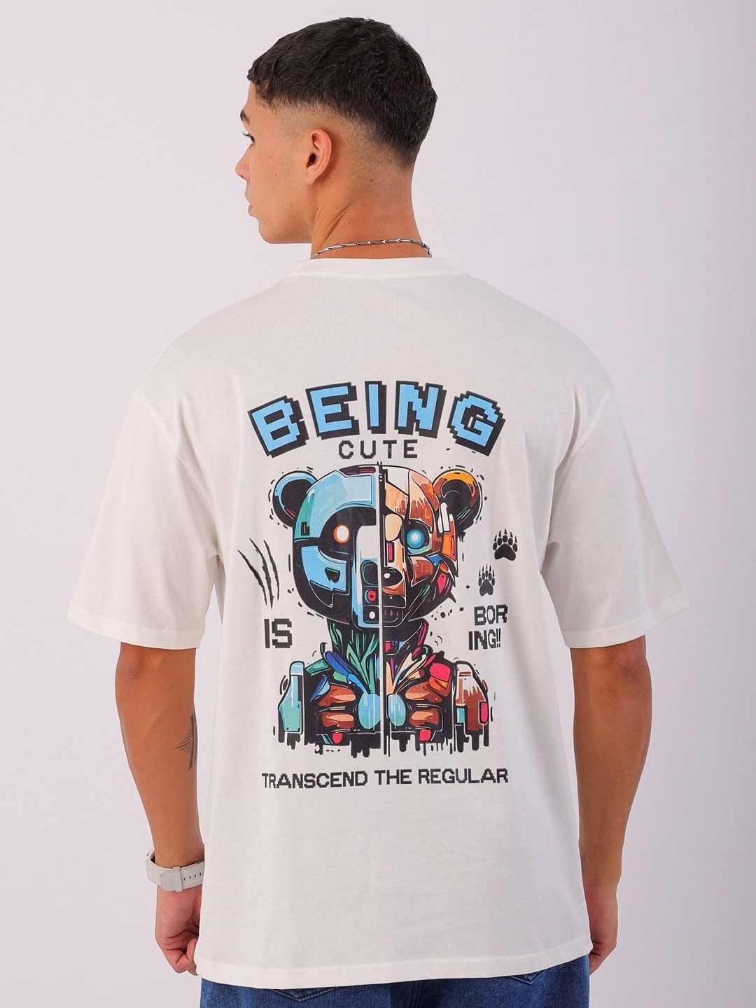 The Indian Garage Co Men Graphic Printed Round Neck Cotton Oversized T-Shirt