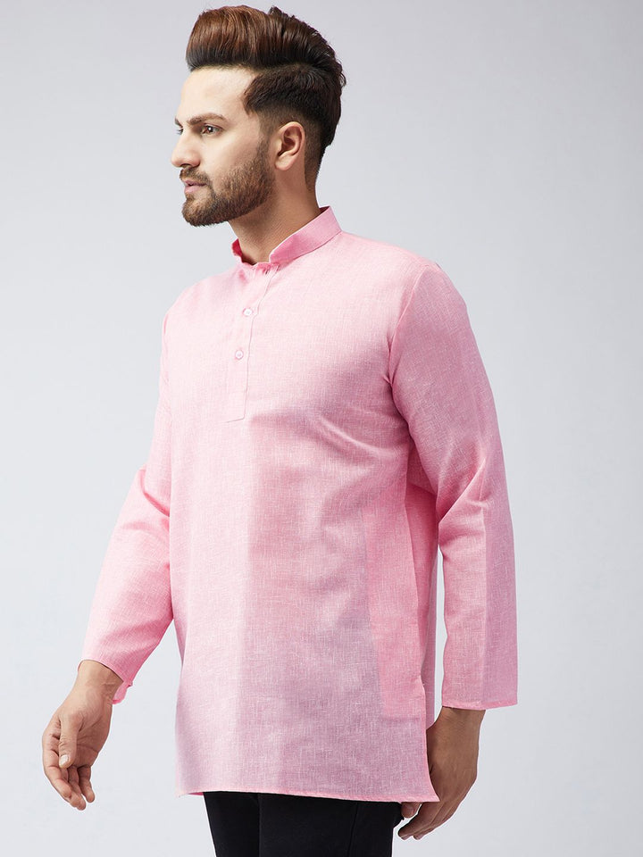 SOJANYA Men Pink Solid Kurta Lurus