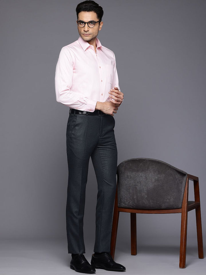 Raymond Men Textured Slim Fit Formal Trousers