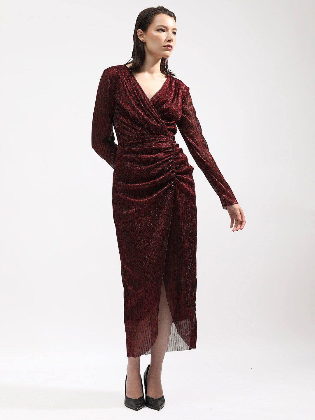 RAREISM Embellished V-Neck Midi Sheath Dress