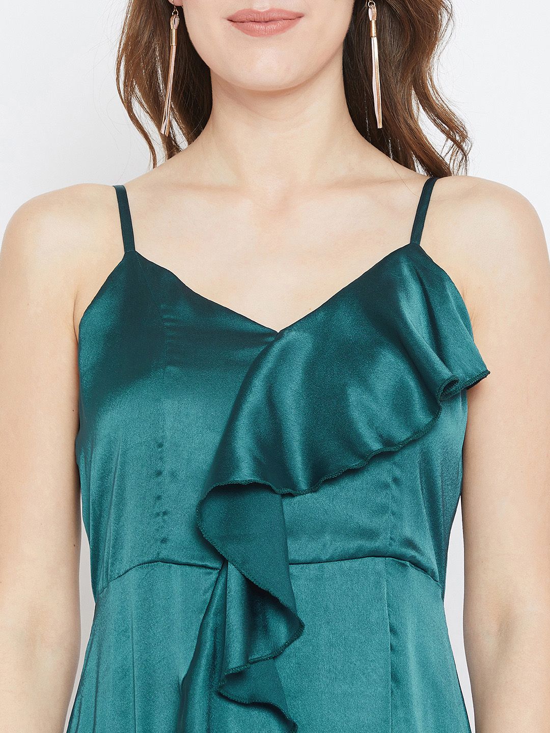 Berrylush Women Teal Blue Solid Maxi Dress