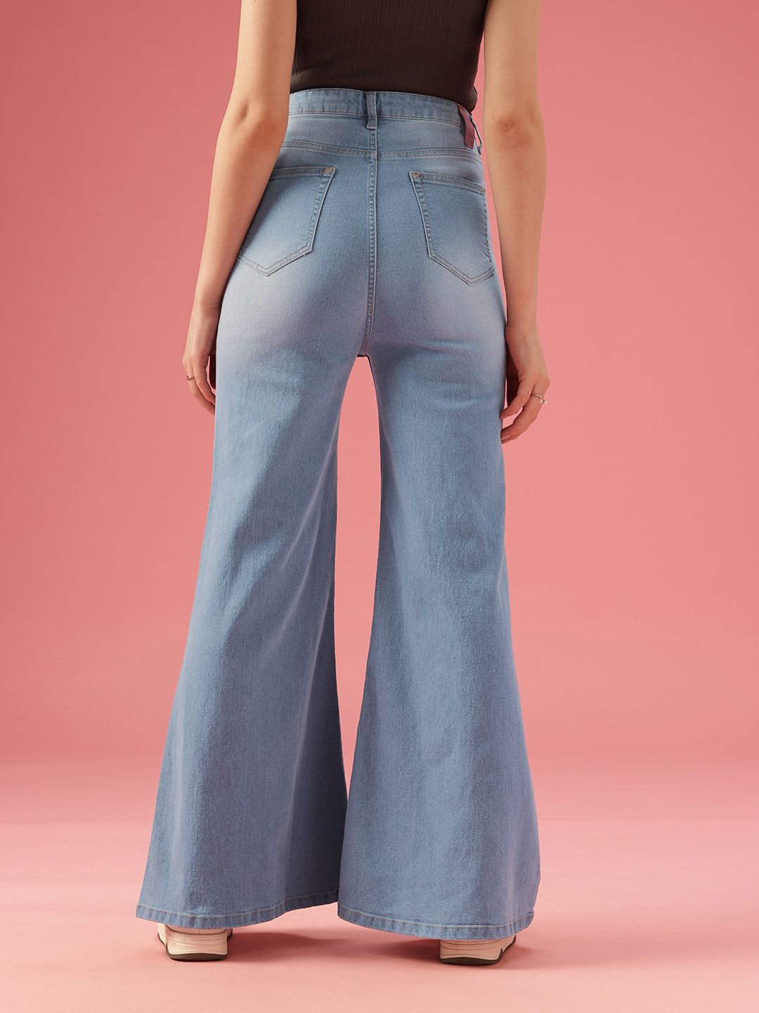 DressBerry Women Flared High-Rise Light Fade Stretchable Jeans