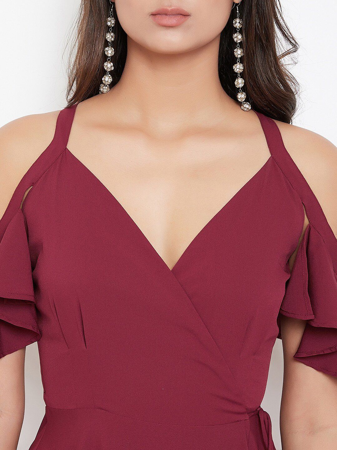 Berrylush Women Maroon Solid Maxi Dress