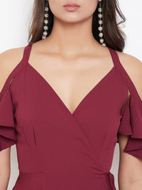 Berrylush Women Maroon Solid Maxi Dress