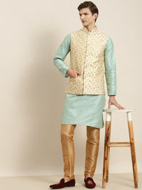 SOJANYA Kurta Biasa Kolar Mandarin Berjalur Dengan Jaket Churidar & Nehru