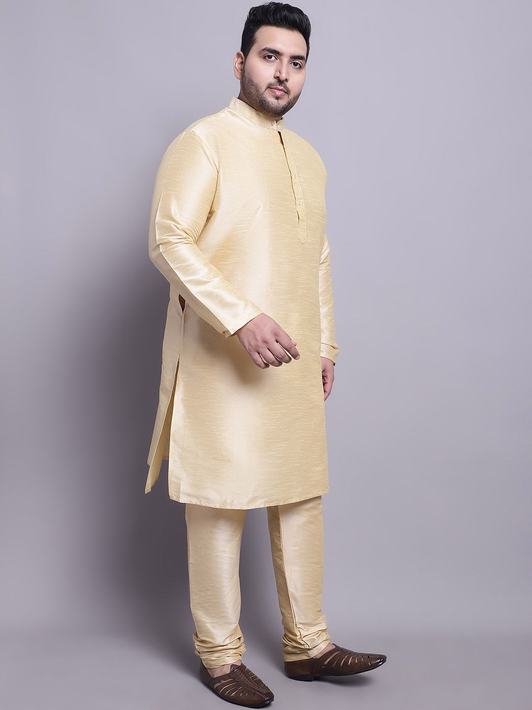 SOJANYA PLUS Regular Silk Cotton Kurta With Pyjamas & Nehru Jacket