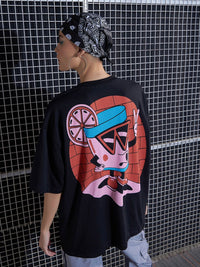 SASSAFRAS Graphic Printed Drop-Shoulder Oversized Pure Cotton T-shirt