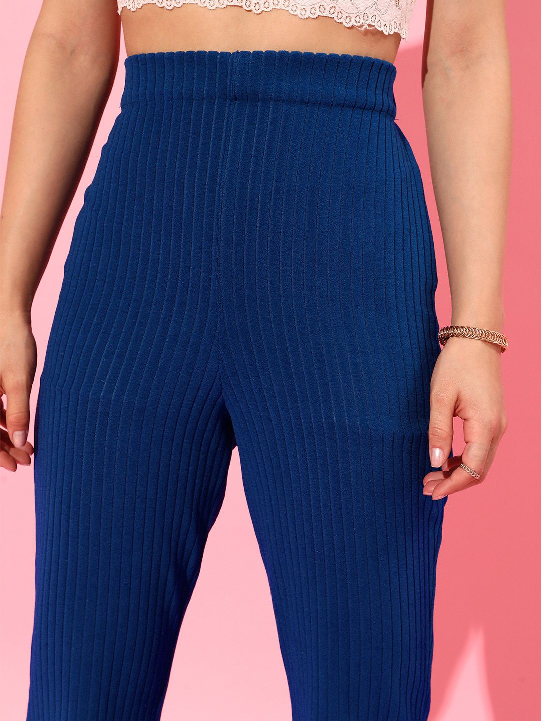 STREET 9 BASICS Women Blue Flared Pleated Trousers