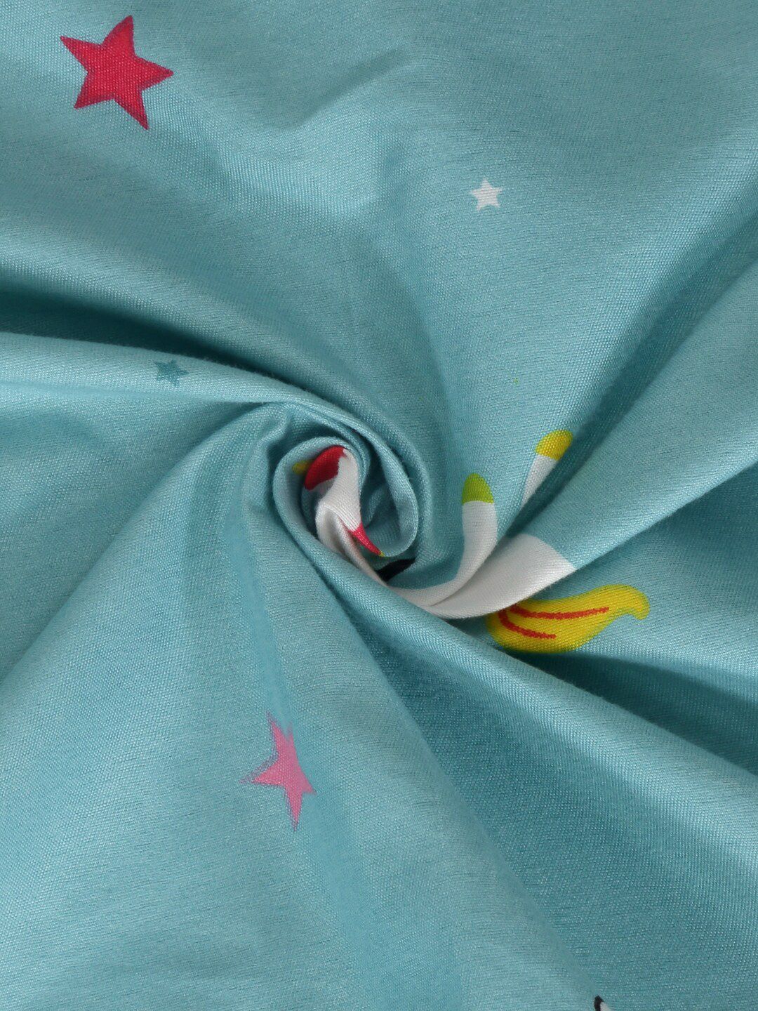 KLOTTHE Blue & White Printed Fitted 300TC Single Bedsheet With 1 Pillow Cover