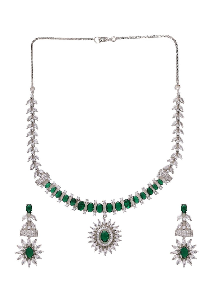 Priyaasi Silver-Plated AD Stone-Studded Jewellery Set
