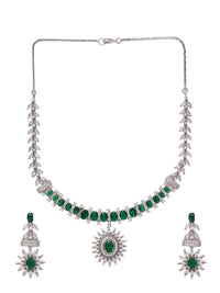 Priyaasi Silver-Plated AD Stone-Studded Jewellery Set