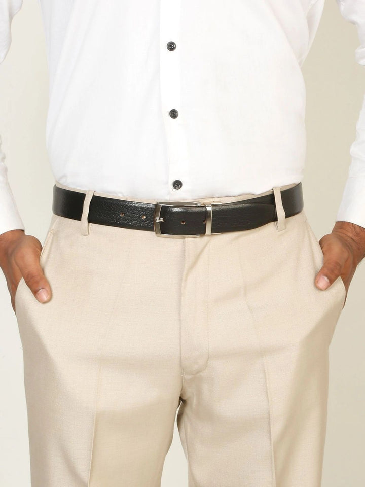 Teakwood Leathers Men Textured Leather Reversible Formal Belt