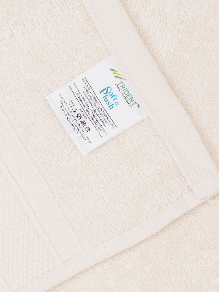 MYTRIDENT Set of 2 Cream-Coloured 500 GSM Striped Cotton Bath Towels