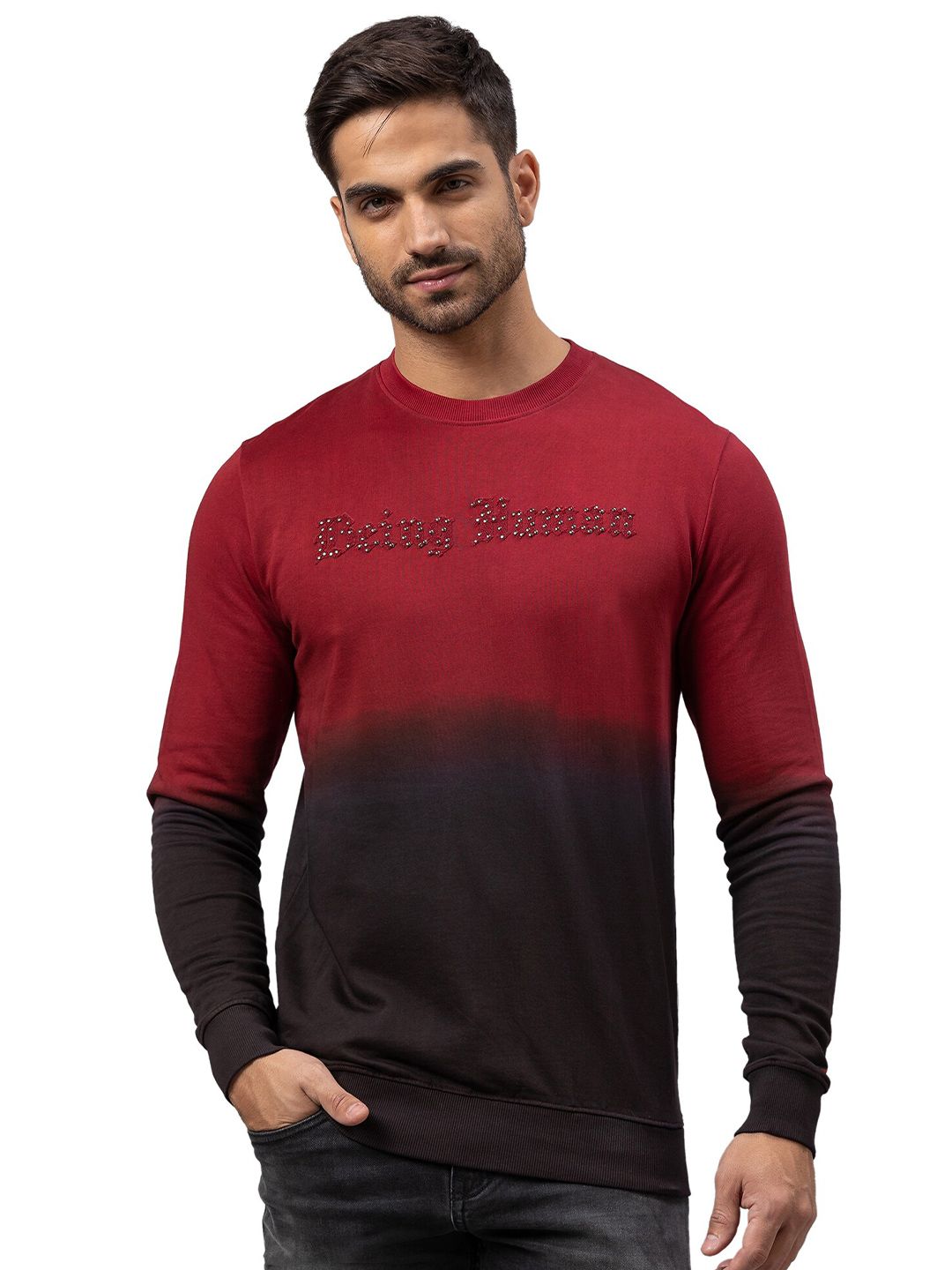 Being Human Men Red Printed Sweatshirt