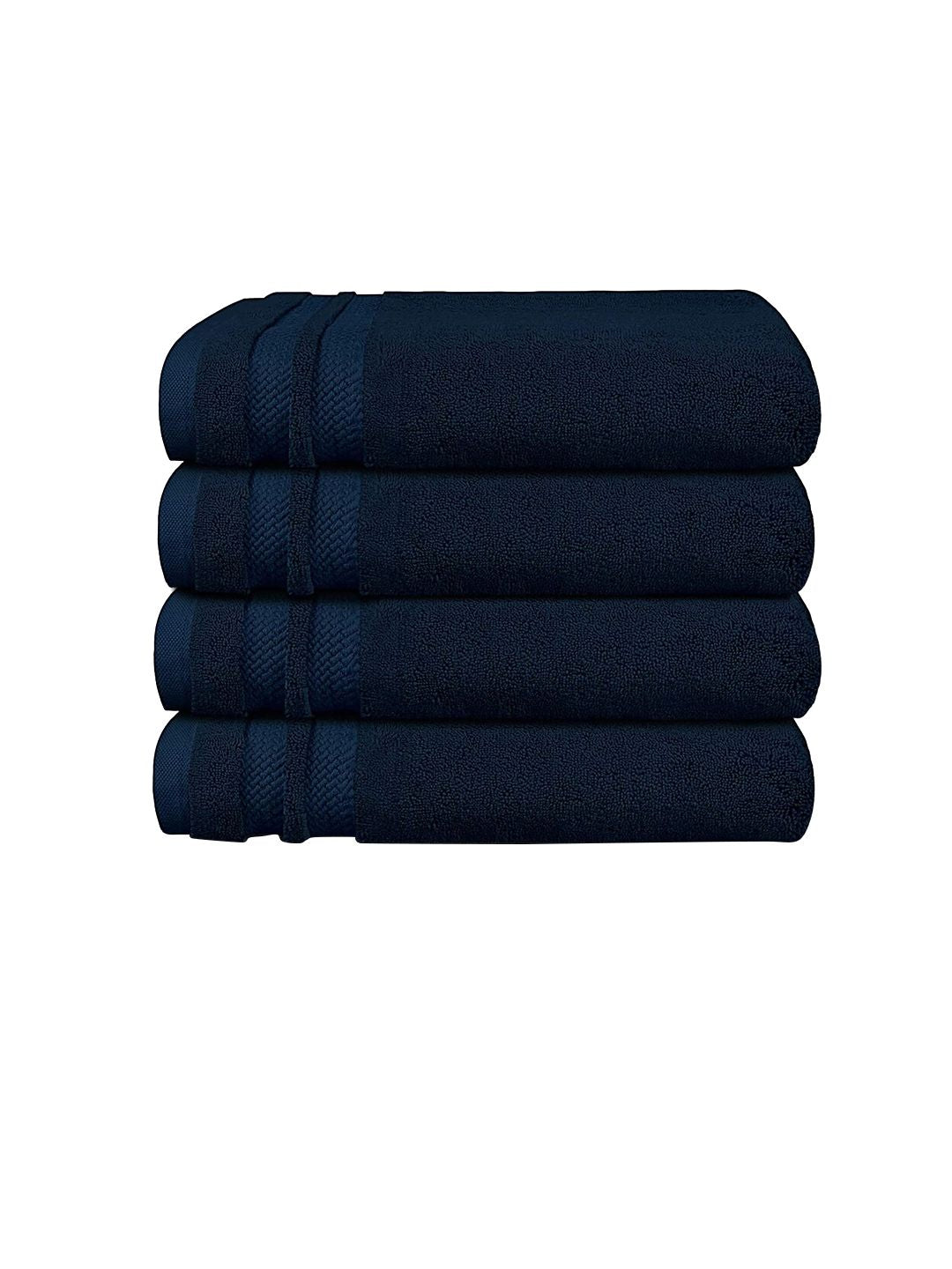 MYTRIDENT 4 Piece Hand Towel Set Navy Blue Luxury Collection 100% Cotton 625 GSM