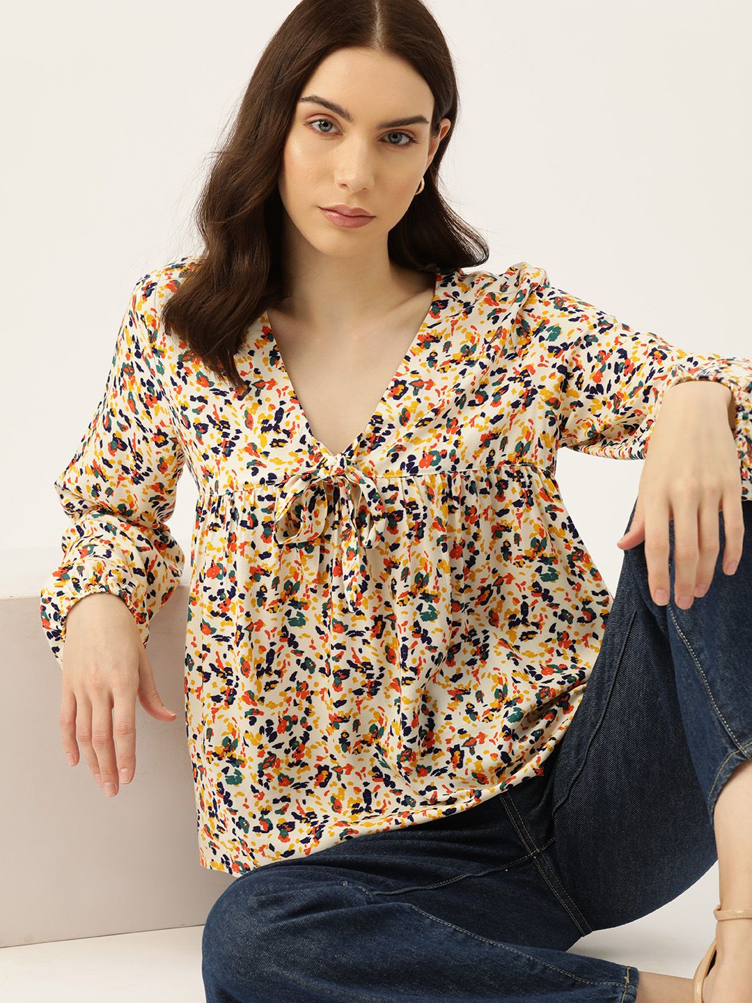DressBerry Abstract Print Empire Top