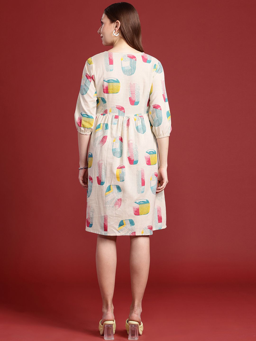 Anouk Print Puff Sleeve A-Line Dress