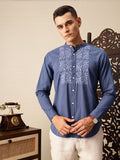 House of Pataudi Floral Embroidered Pure Cotton Jashn Casual Shirt