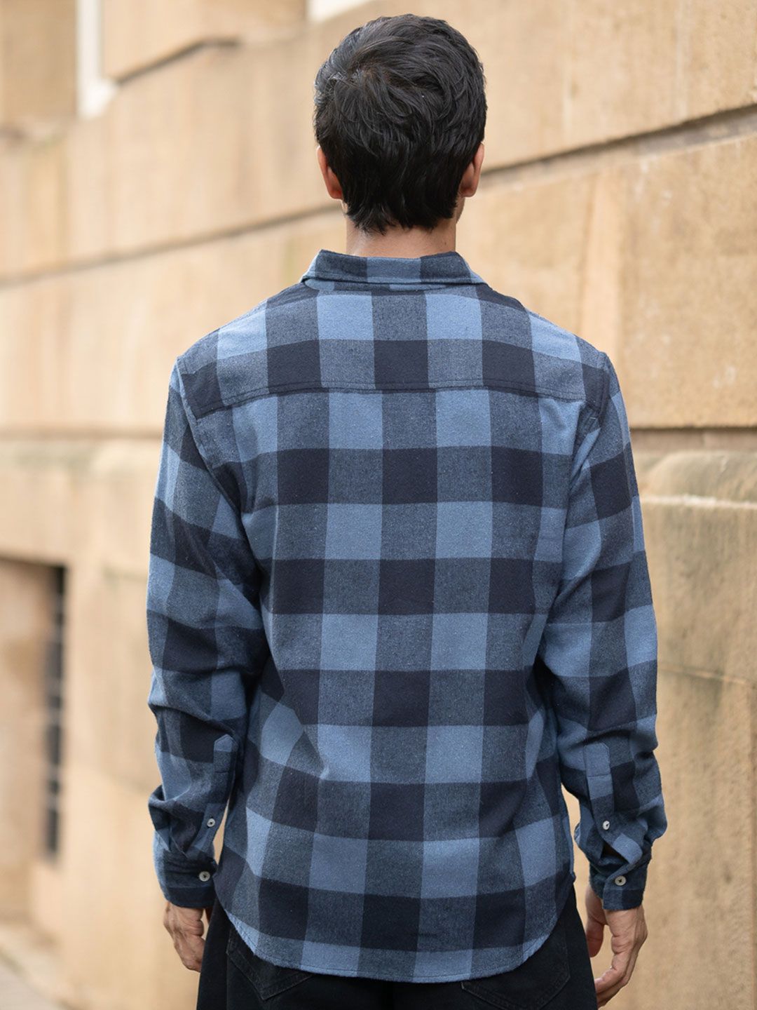 Powerlook Men Buffalo Checked Button-Down Collar Casual Shirt