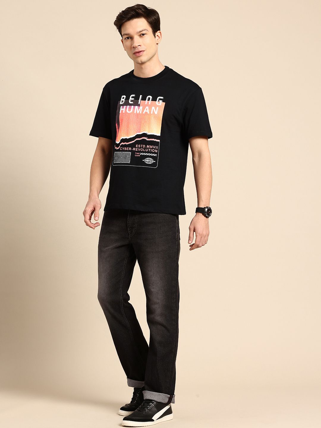 Being Human Men Bootcut Light Fade Stretchable Jeans