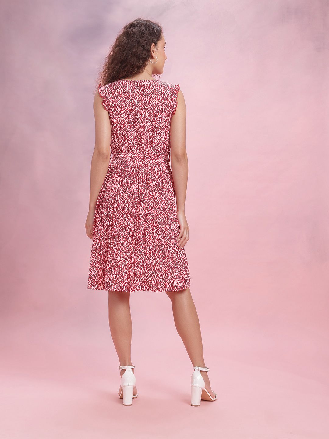 DressBerry Floral Printed Belted A-Line Dress